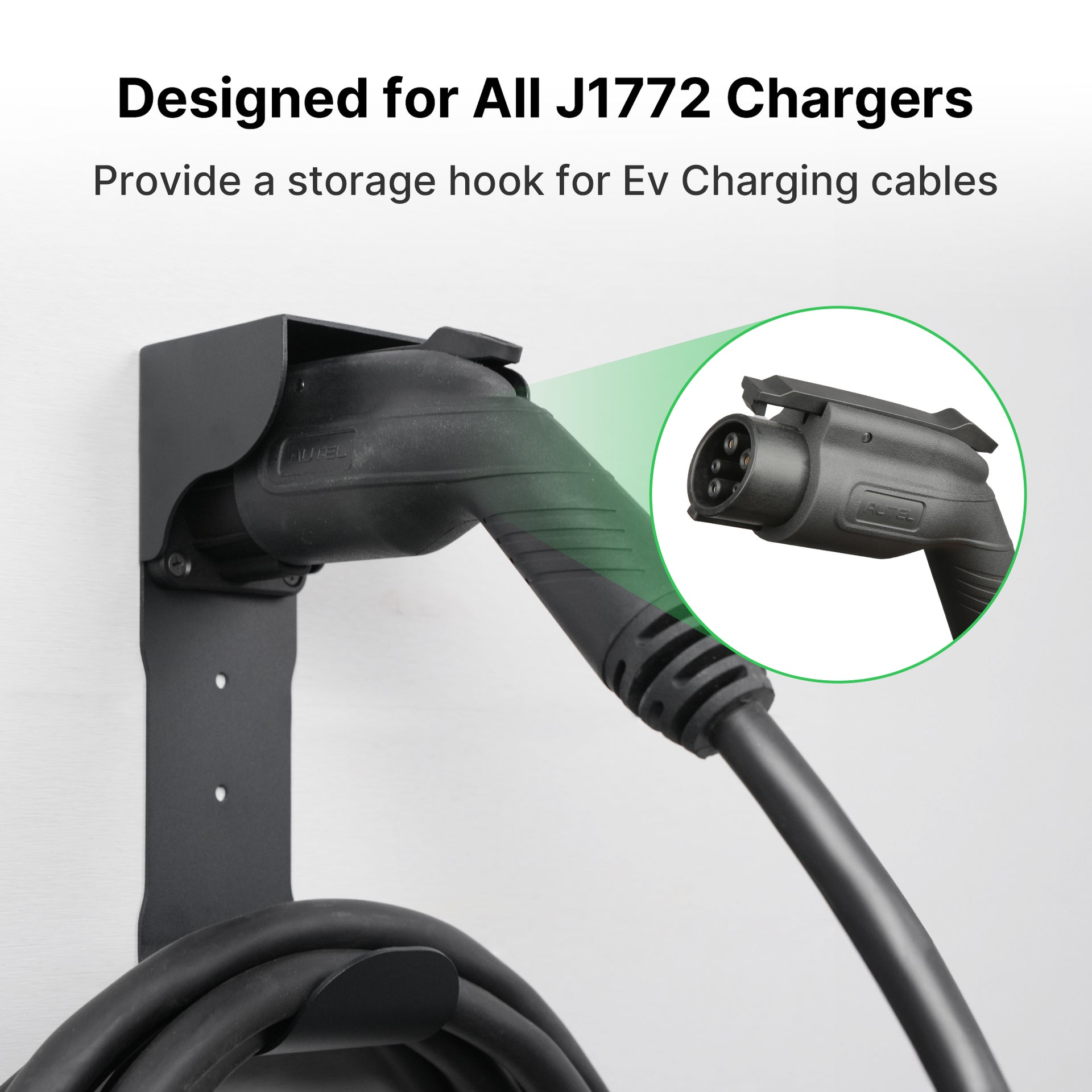 Electric Vehicle Charger Nozzle Holster Dock & J Hook Combo All J1772 EVs