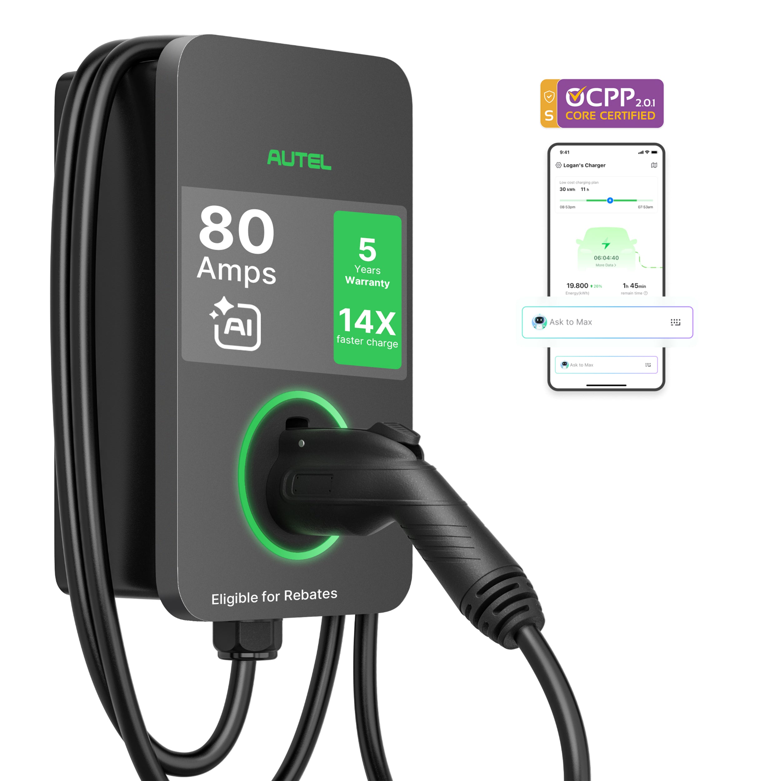 MaxiCharger 80A 19.2kW Residential EV Charger | CA